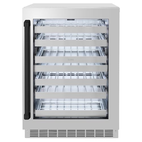 ZLINE Autograph Edition 24 in. Touchstone Dual Zone 44 Bottle Wine Cooler With Stainless Steel Glass Door And Matte Black Handle (RWDOZ-GS-24-MB)