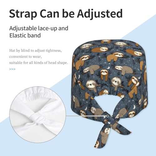Image of Adjustable Scrub Cap with Sweatband, Breathable Working Hat for Men /Women