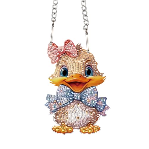 Image of Duck Animal Diamond Painting Hanging Kit - DIY Acrylic 5D Special Shaped Diamond Art Pendant Ornament Board for Wall, Door Garden Decoration, Handmade Craft Kit Gift for Adults and Beginners