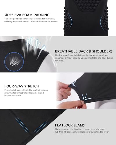 Roadbox Youth Baseball Chest Protector, Kids Softball Padded Compression Shirt, Rib Heart Sternum Guard for Football Lacrosse - Thumbnail 4