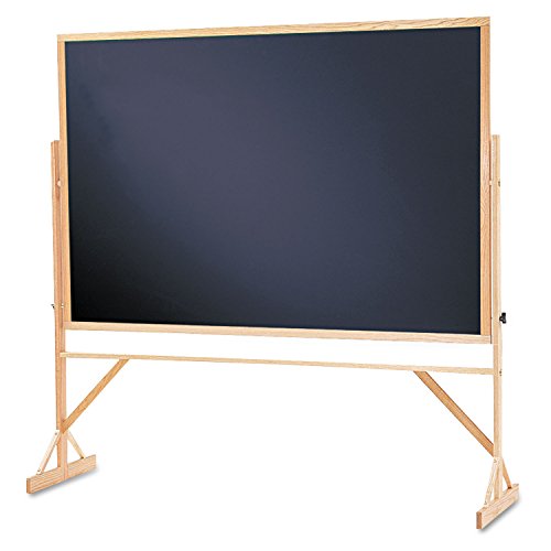 Quartet Chalkboard, Reversible, 4' x 6', Easel Style Black Melamine Chalkboard, Hardwood Frame (WTR406-810)