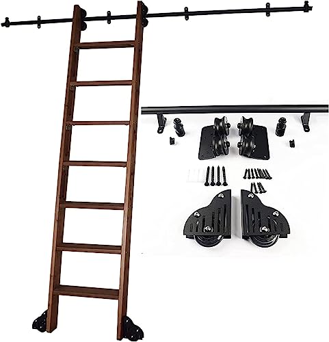 Rail échelle mobile tube rond noir pour bibliothèque de loft - 2