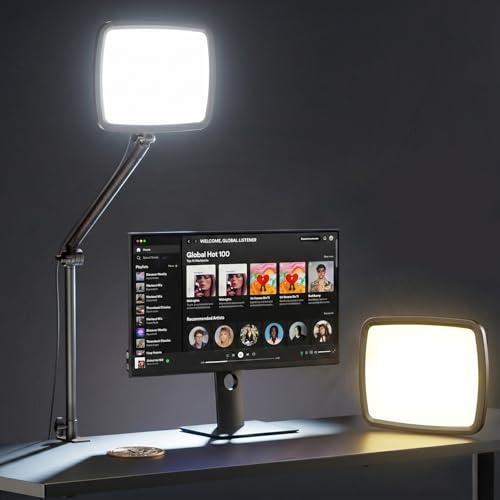NiceVeedi 14 Soft Streaming Light Dimmable Desk Ring Light with Clamp 2700K-6500K/CRI97+/Flexible Arm/Modular Design/Remote Key Light for Podcast/Home Office/YouTube/TikTok/Makeup/Video Calls