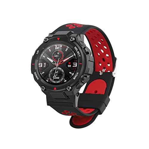 kwmobile Ersatzarmband kompatibel mit Huami Amazfit T-Rex/T-Rex Pro Armband - Fitnesstracker Band aus Silikon in Schwarz Rot