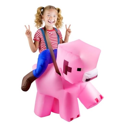Spoyletto Disfraz inflable de cerdo rosa para Halloween para niños de 1,2 a 1,4 m, disfraz de secuestro para adolescentes, disfraz inflable divertido para fiestas de cosplay y espectáculos infantiles