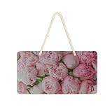 Panneaux à suspendre pour porte d'entrée Fleurs roses Pivoines Signe de porte de chambre de garçons en fleurs Signe de porte de chambre personnalisé 11x6 pouces avec corde à suspendre pour porte Porc