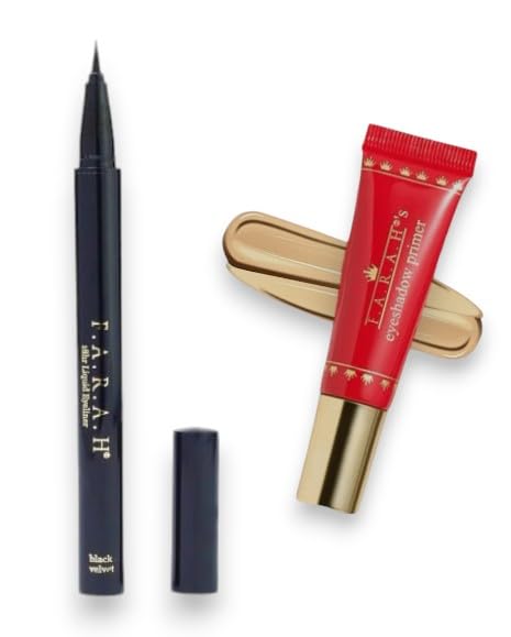 F.A.R.A.H Eye Essentials Duo - Hydrating Eyeshadow Primer & 18HR Black Velvet Liquid Eyeliner for Long-Lasting, Crease-Free Eye Looks