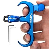 Bow Release for Compound Bow,Aluminum 360°Rotatable Blue 3 Finger Archery Thumb Release Trigger,Thumb Release for Compound Bow Release,Bow Thumb Release,Archery Release Aids for Youth or Adults
