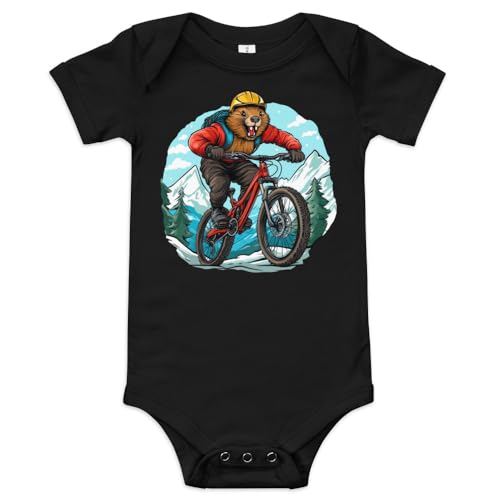 Biker Beaver Baby Onesie Black