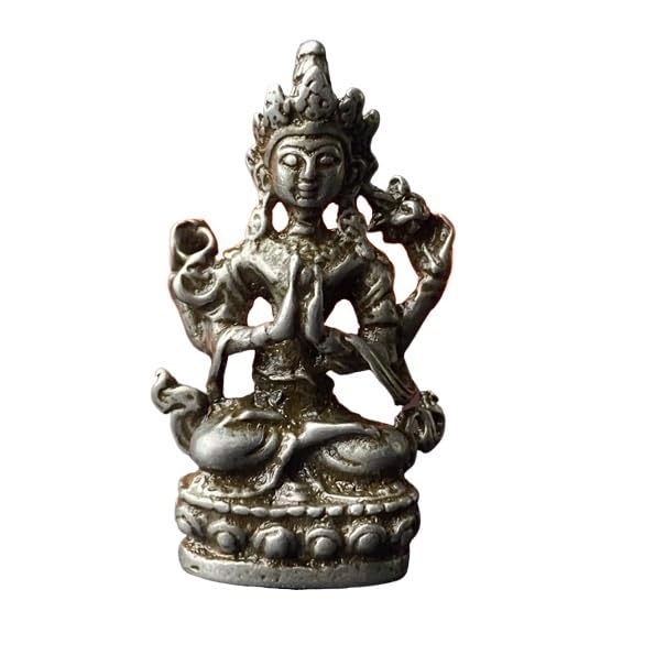 Statue de Bouddha tibétain de poche Guanyin en fer authentique
