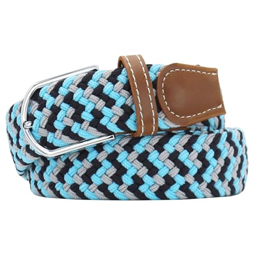 Image of Multicolored Elastic Woven Golf Belts Casual Braided Stretch Belt for Men and Women