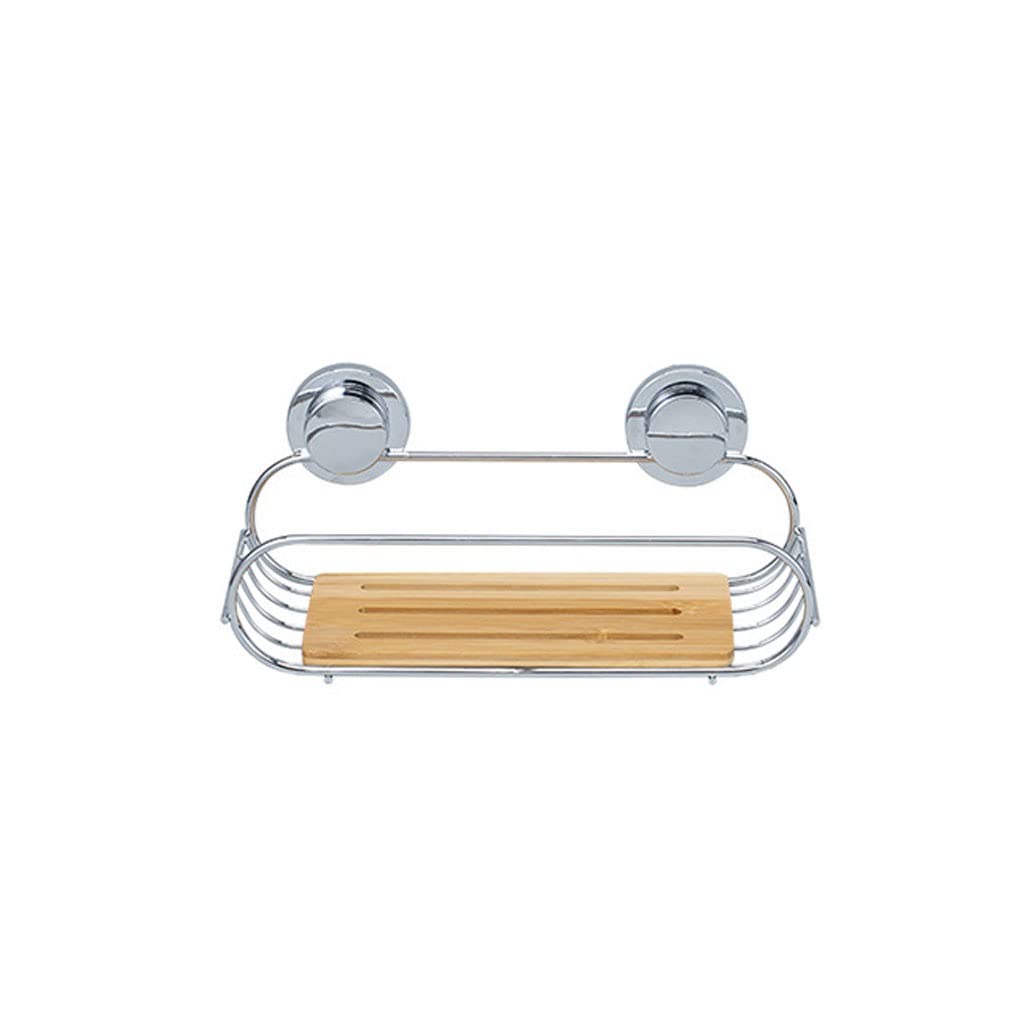 Estante de baño de bambú sin perforaciones con ventosa de drenaje 1