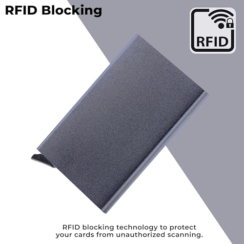 Image of Kraptick Metal Card Holder for Men and Women - RFID Blocking Aluminium Pop Up Card Organizer, Credit Cardholder, Card Case, Card Pouch (DMFP316)