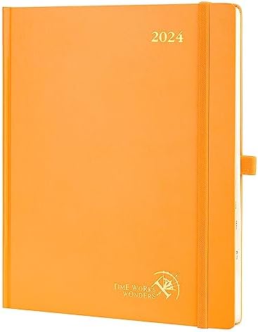 POPRUN Week to View Slim Diary 2024 Pocket Size 16.5 x 9 cm Hardback 24 Weekly Planner with Dotted Note Pages, Inner Pocket, FSC® Paper - Black
