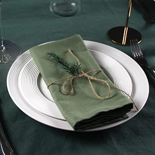 INFEI Solid Color Cotton Blended Dinner Cloth Napkins - Set of 12 (17 x 17 inches) - for Events & Home Use (Olive Green) by INFEI - Image 3