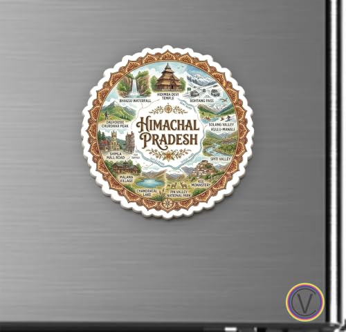 Image of Himachal Pradesh Textured Finish Acrylic Fridge Magnet - UV Texture Printed, Stylish Multicolor Magnet for Fridge, Wardrobe & Metal Surfaces, Pack of 1 (Himachal Pradesh 1)