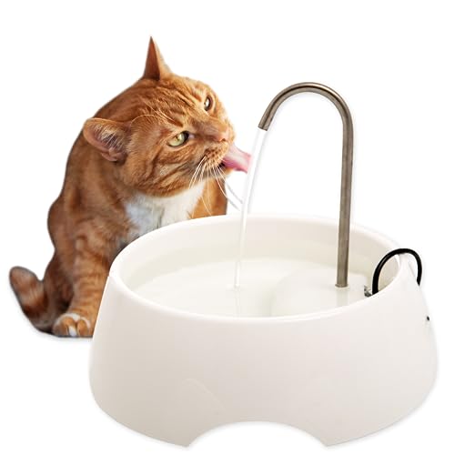 Aqua MINI Portable Pet Water Fountain - Automatic Drinking Bowl for Cats and Dogs - Stainless Steel Faucet - Replaceable Filters - Easy Cleaning - Ideal for Multiple Pets - 1.2L/42 fl oz - White