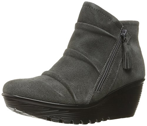Skechers Women s Parallel-Triple Threat Ankle Bootie,Charcoal Suede,7 M US