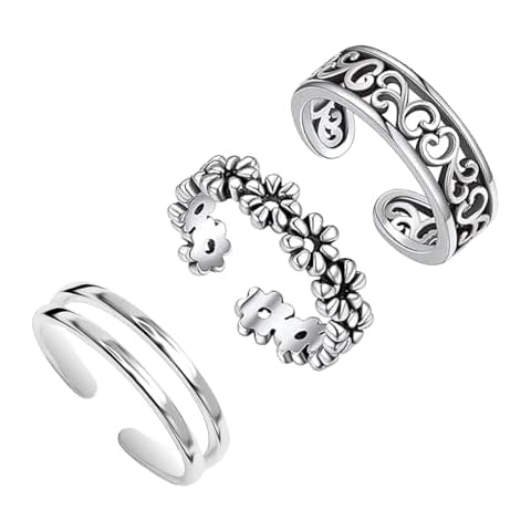 LeCalla 3 Pcs Sterling Silver Toe Rings Cover