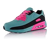  Fusskleidung® Damen Herren Sportschuhe Dämpfung Sneaker leichte Laufschuhe Hellblau Pink EU 38