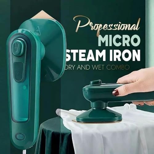 Image of Portable Micro Steam iron, green iron Handheld Garment Steamer, Dry And Wet Wrinkles Removing Lightweight Steamer for Home Office,Fast Heat Mini Ironing Machine