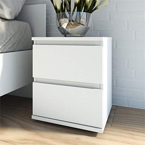 Tvilum 2 Drawer Bedroom Nightstand Nighstand, White #TOP2