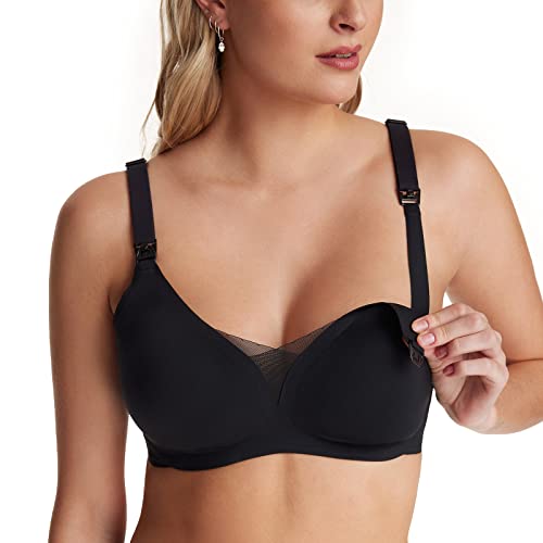 Image of Momcozy Nursing Bras for Breastfeeding, Comfort Maternity Bra Buttery Soft Seamless Sleep Pregnancy Bra