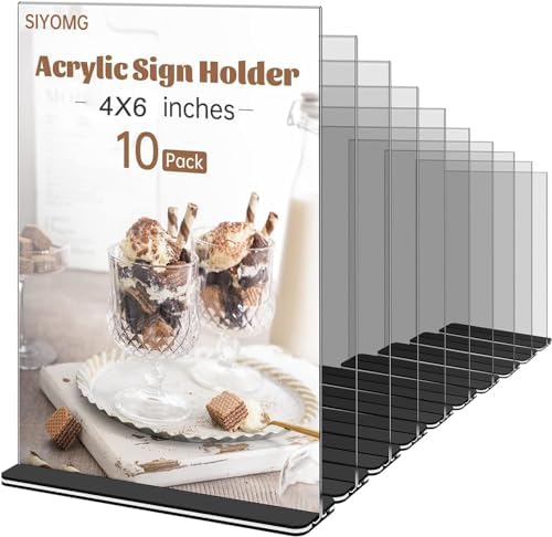 Aisamco A5 Acryl Schildhalter 3er Set | T-Form Mit Holz Basis | Menü Display Stander