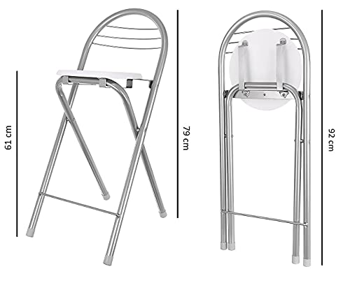 FHU - Sgabello pieghevole da bar con schienale e