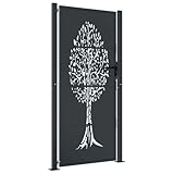 vidaXL Puerta de jardín acero gris antracita diseño árbol 105x180 cm