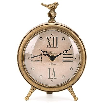 NIKKY HOME Vintage Table Clock with Bird, Decorative Desk Metal Table Clock Shelf Clock Rustic Mantel Clock NIKKY HOME Vintage Table Clock with Bird, Decorative Desk Metal Table Clock Shelf Clock Rustic