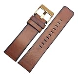 SDFFGHJ Leather Strap Compatible with DZ 1399 DZ4280 DZ4290 22mm 24mm 28mm Compatible with Diesel Watch Strap(Brown-Gold Buckle,26mm)