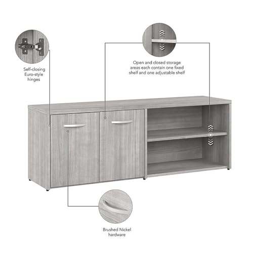 Bush Business Furniture Studio A Low Storage Cabinet with Doors and Shelves in Platinum Gray