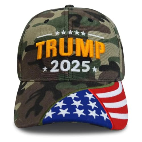 Camouflage Baseball Cap American Flag Bill, 2025 Campaign