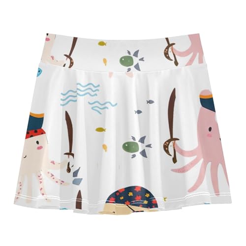 Girls' Shorts Athletic Skorts Tennis Skirts Toddler Floral Pleated Cute Cartoon Octopuses Pirates 3t