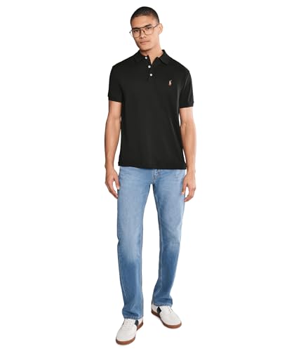 Image of POLO RALPH LAUREN, Men's, Custom Slim Fit Soft Cotton Polo Shirt, Polo Black, X-Large