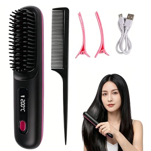 Spazzola lisciante senza fili, spazzola elettrica per lo styling, controllo