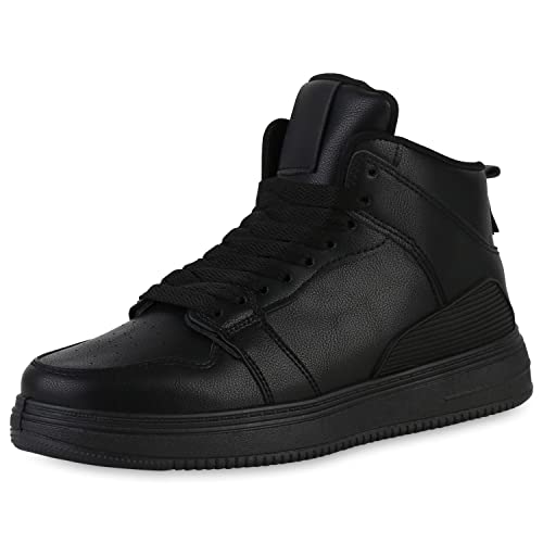 VAN HILL Damen Sneaker High Bequeme Schuhe Flache Schnürer Profilsohle...