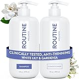 Routine Wellness Shampoo & Conditioner Set - Strengthening & Volumizing for Thinning Hair - Promotes Full, Voluminous, Healthy Hair - White Lily & Gardenia Set