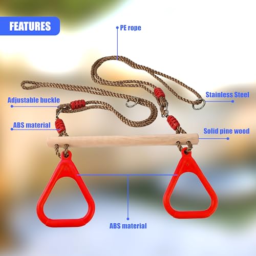 The Magic Toy Shop Trapeze Bar and Round Button Swing Seat Set with Adjustable Ropes - Image 8