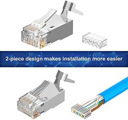 RJ45 Connectors LEENUE Cat7 Cat6A RJ45 Connector with Load Bar and RJ45 Boots 20 Set