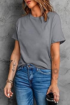 T-shirt D'Été Décontracté Col Rond Manches Courtes Suncife Pour Femme - Basique Confortable
