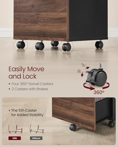 Image of VASAGLE CUSTOS Collection - 2-Drawer File Cabinet for Home Office, Small Rolling File Cabinet, Printer Stand, for A4, Letter-Size Files, Hanging File Folders, Natural Walnut and Ink Black UOFC040KE01