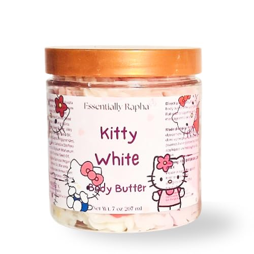 Kitty White Body Butter - Nourishing butter with Sal, Shea and Cocoa - Whipped - Multi Oil, Grapeseed, Camellia, Milk Thistle Seed Oil, Long lasting Hydration and Fragrance, 7 oz