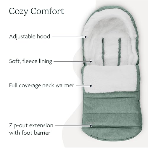 Image of UPPAbaby CozyGanoosh Footmuff - Easily Attaches to UPPAbaby Strollers + RumbleSeat - Ultra-plush, Weather-Proof - Winter Stroller Cover - Gwen (Green Melange)