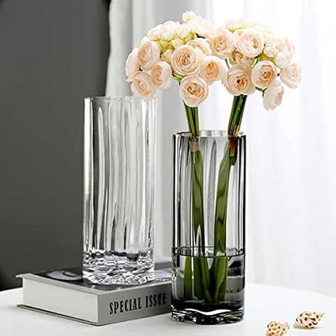 Vase Glas Zylinder Tulpenvase Blumenvase Modern Glasvasen Cover
