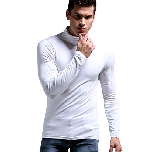 Ouruikia Men's Lightweight Thermal Shirts Modal Base Layer Turtleneck Long Sleeve Pullover Tops2