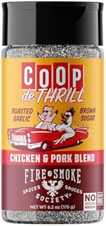 Fire & Smoke Society Coop de Thrill BBQ Seasoning | Chicken Seasonings and Pork Rubs for Smoking and Grilling | Chicken Wings, Pork Seasoning, Poultry | Black Pepper, Chili Pepper, Brown Sugar | M 6.2 oz