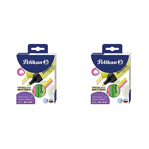 Pelikan 814058 Textmarker 490, farbig sortiert, 4 Stück im Etui (Packung mit 2)