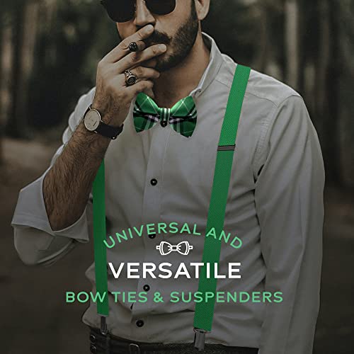 Man Of Men Bowtie & Suspender Set - Green Plaid Bowtie & Green Suspenders #TOP2